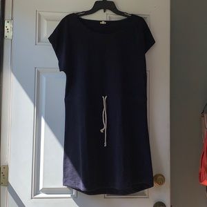 Navy Short Sleeve Dress with rope waistline